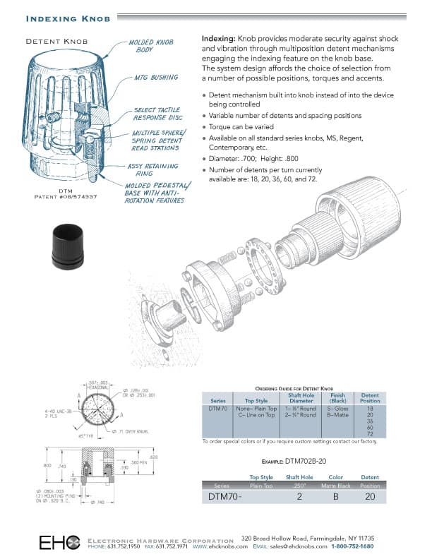 EHC Knobs - Control Knobs - Detent Knobs