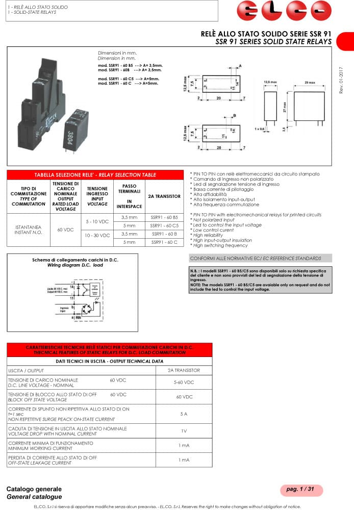 Elco Solid State Relays - SSR 91 Series