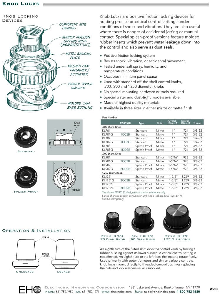 EHC Knobs - Control Knobs - Knob Locks