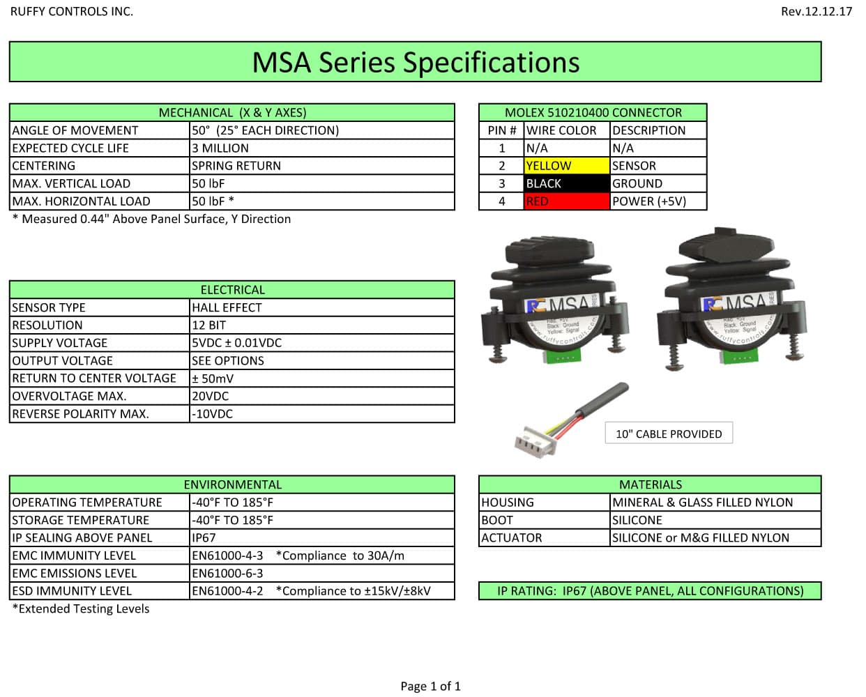 Ruffy MSA Micro, Single Axis Hall Effect Thumb Controller Range