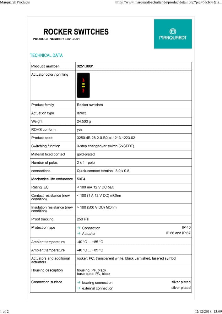 Marquardt Single and Double Pole Rocker Switches - Series 3250