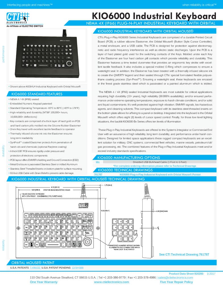 CTI Plug-n-Play Industrial Keyboard Range
