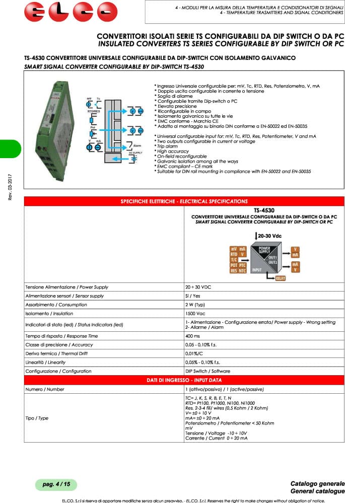 Elco Smart Signal Converter with Dip-Switch - Ts Series