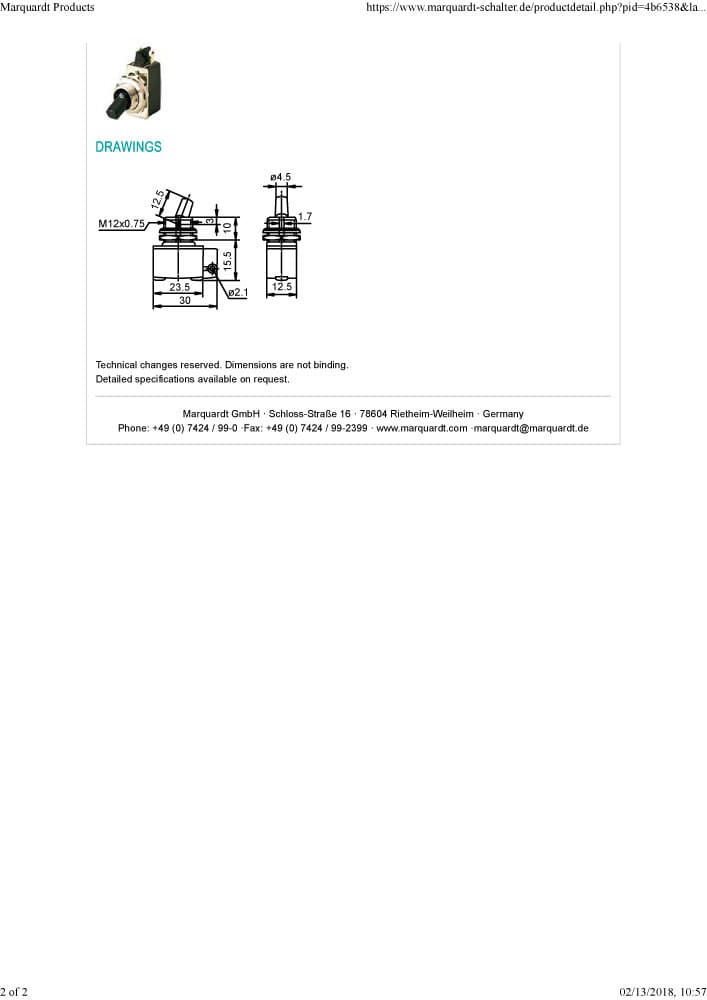 Marquardt Toggle Switch Series - 0100