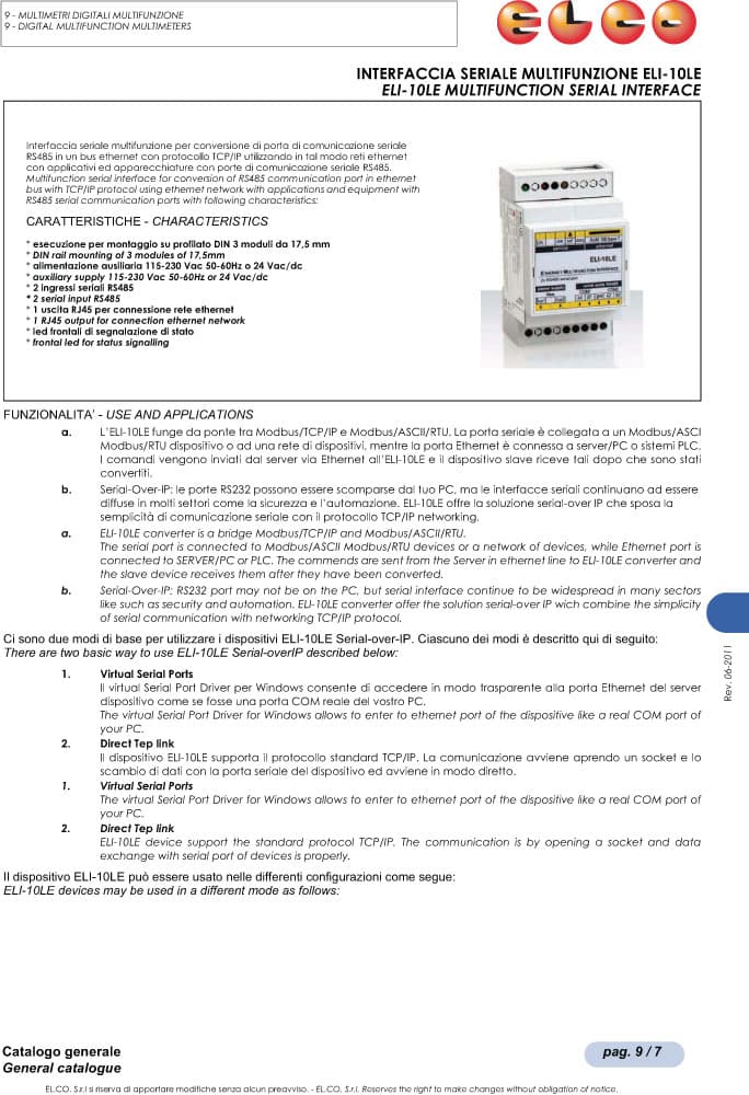 Elco Multifunction Serial Interface - ELI-10LE Series