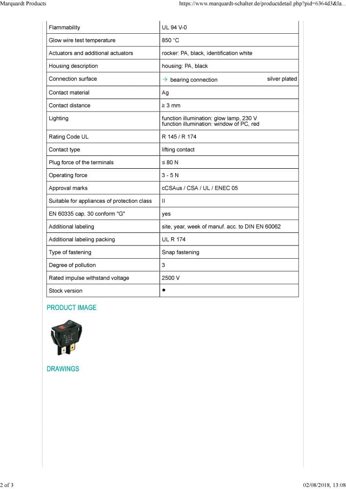 Marquardt Single Pole Rocker Switches - Series 1550