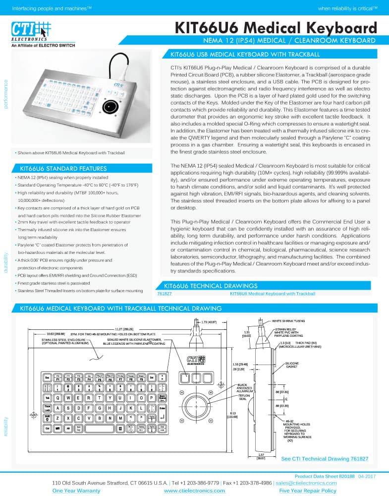 CTI Medical Keyboard Range (Panel Mount)