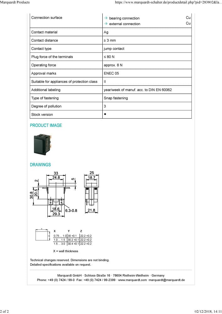 Marquardt Single and Double Pole Push Button Switches- Series 1660