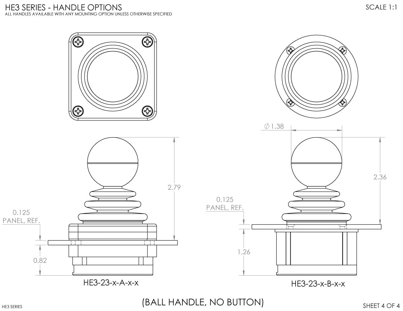 Ruffy HE3 Redundant Sensor, Fully Sealed Multi-Axis Hall Effect Joystick 3 Axis Range