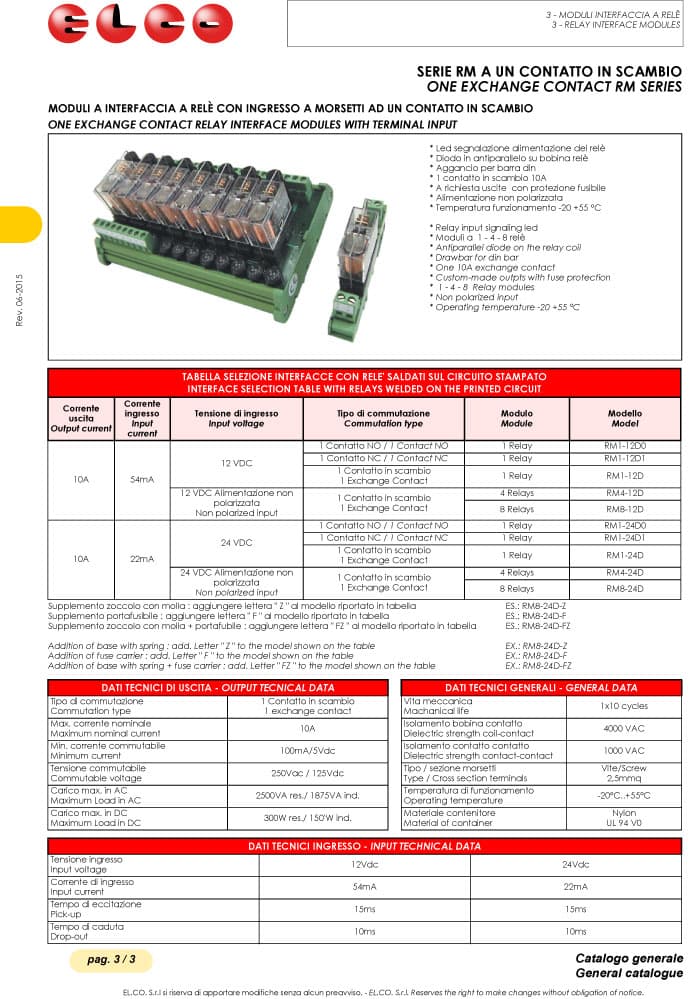 Elco One Exchange Contact Electromechanical Relay - RM Series