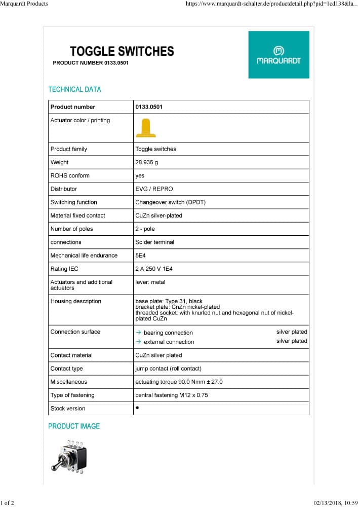 Marquardt Toggle Switch Series - 0100