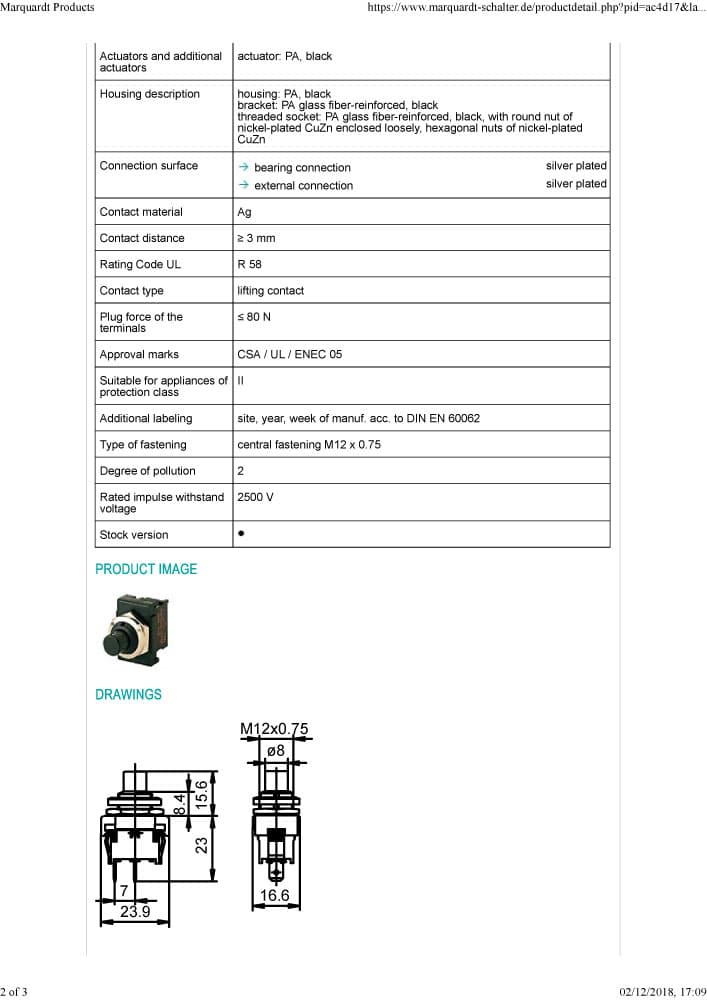 Marquardt Single & Double Pole Pushbutton Switches - Series 1840