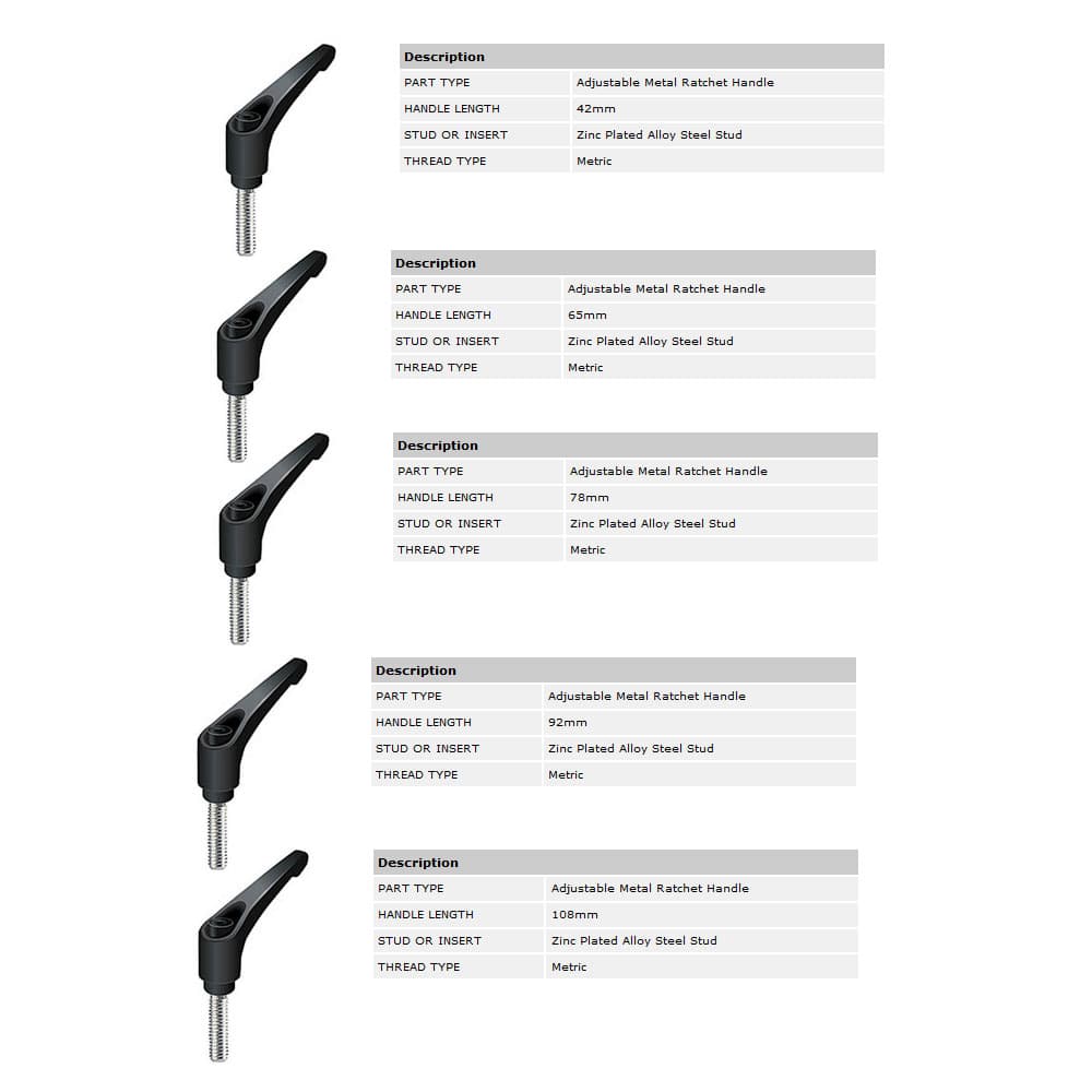 EHC Knobs - Adjustable Metal Ratchet Handle Series