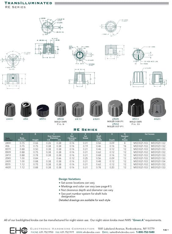 EHC Knobs - Control Knobs RE Large Series
