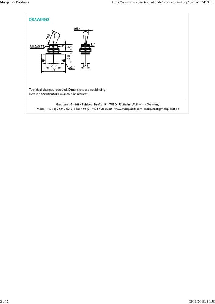 Marquardt Toggle Switch Series - 0100