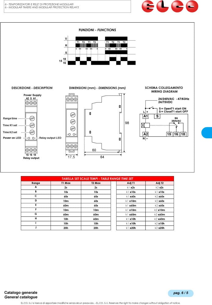 Elco Programmable Asymmetrical Timers - TEM SA Series