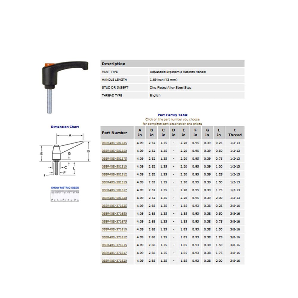 EHC Knobs - Adjustable Ergonomic Ratchet Handle Series