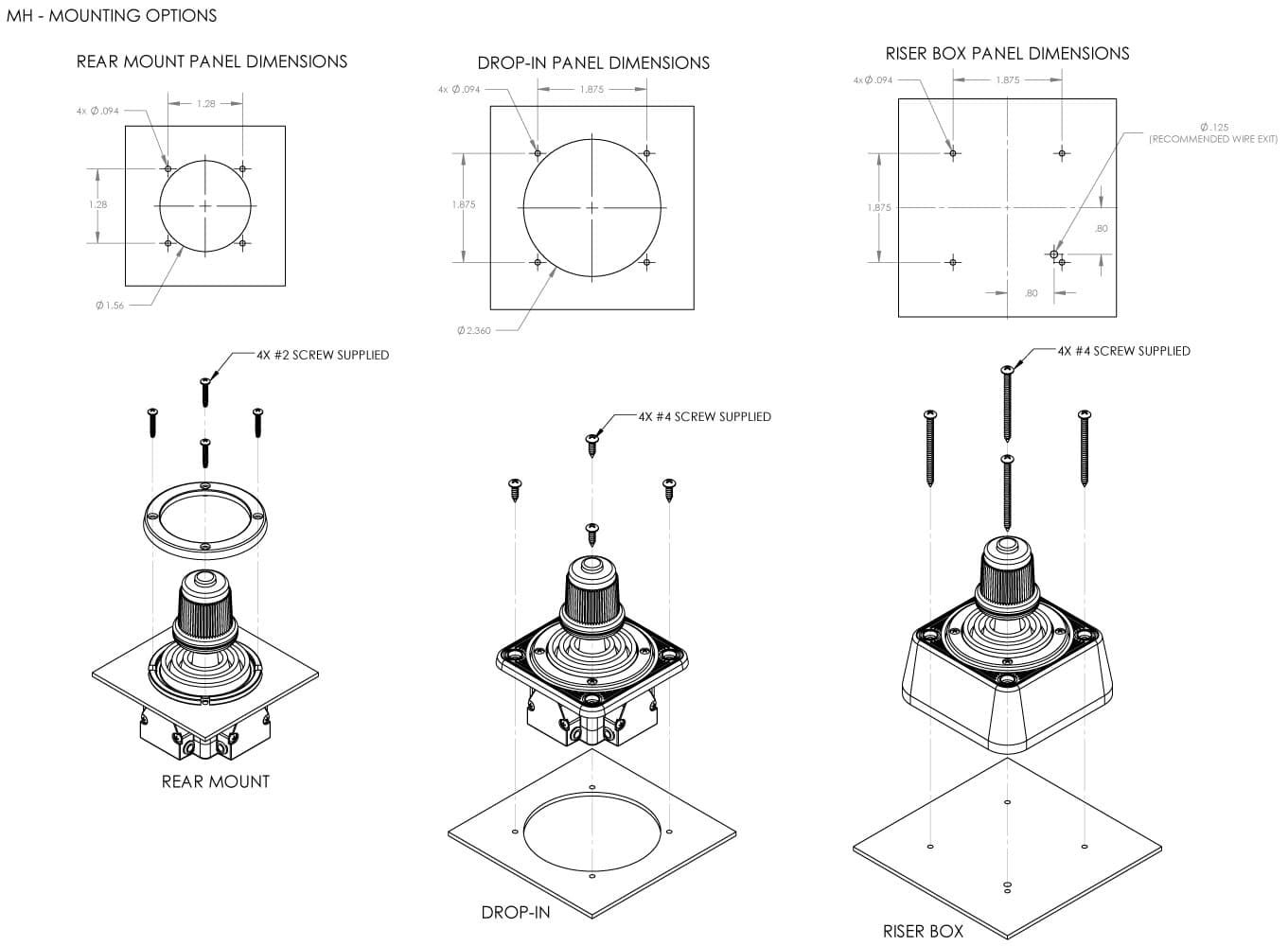 Ruffy MH Miniature Fingertip Hall Effect Joystick 3 Axis Range