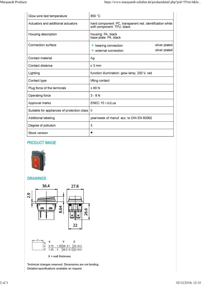 Marquardt Double Pole Rocker Switches - Series 1930