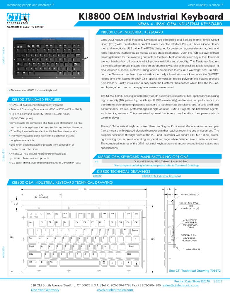 CTI OEM Industrial Keyboard Range