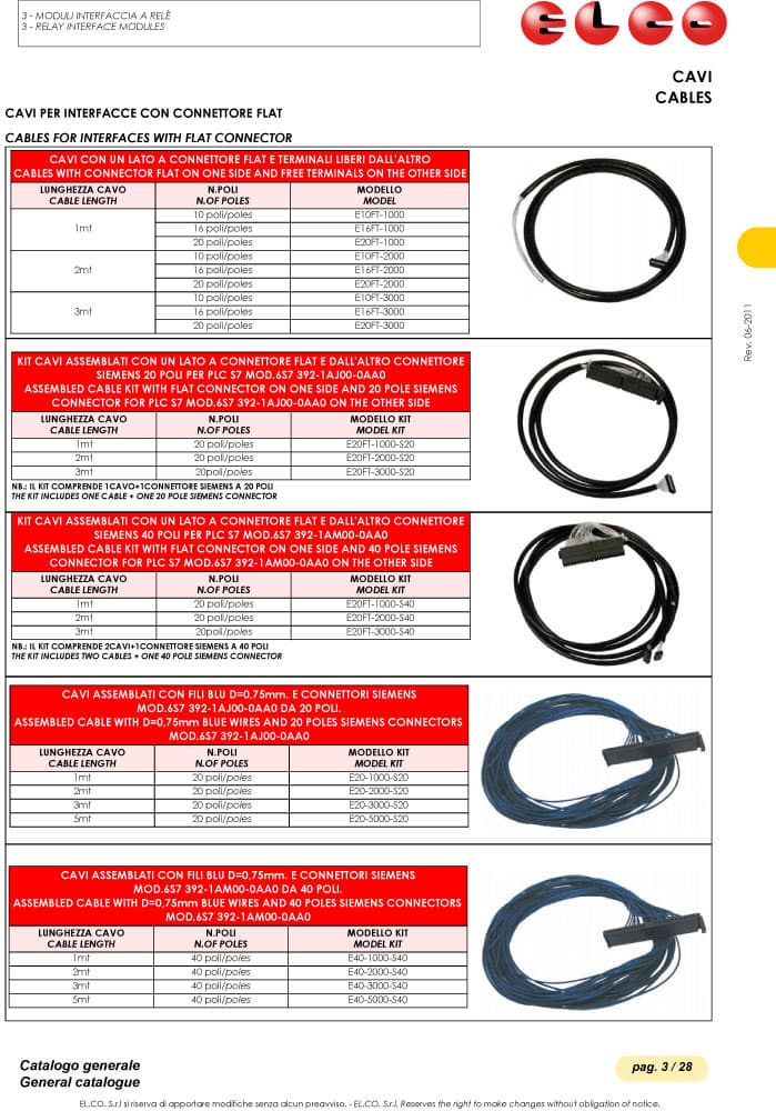 Elco Interface Assembled Cable with 40 Pole Connector