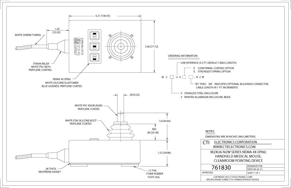 CTI Plug-n-Play Medical Mouse Pointer - M20U6-N2W Series