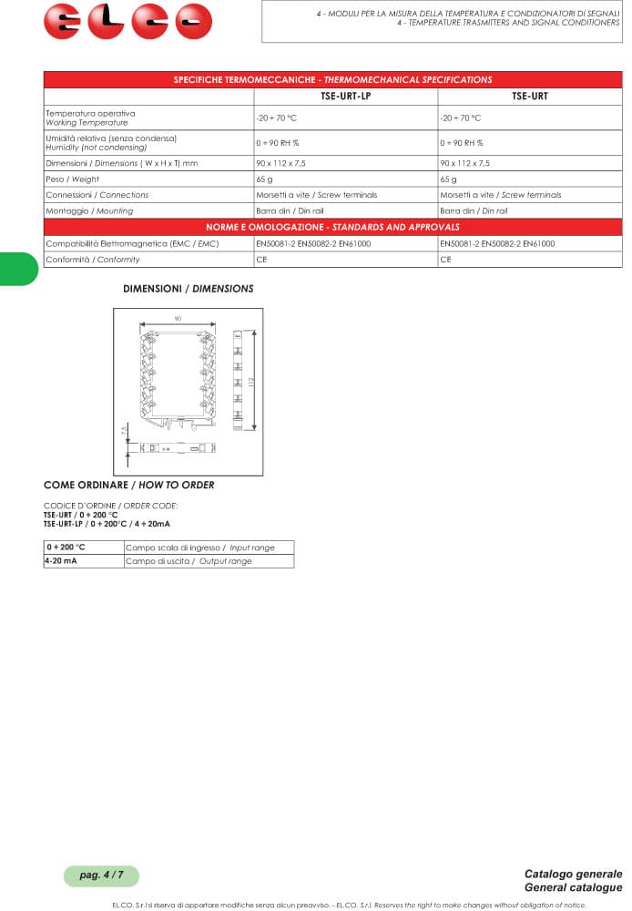 Elco Thermoresistance Converters Range
