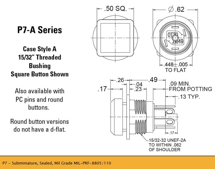OTTO P7 Subminiature Pushbutton Switch Range